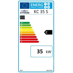 Energieeffizienzlabel für Heizgerät Atmos KC35S Kohlevergaserkessel für Holz und Kohle