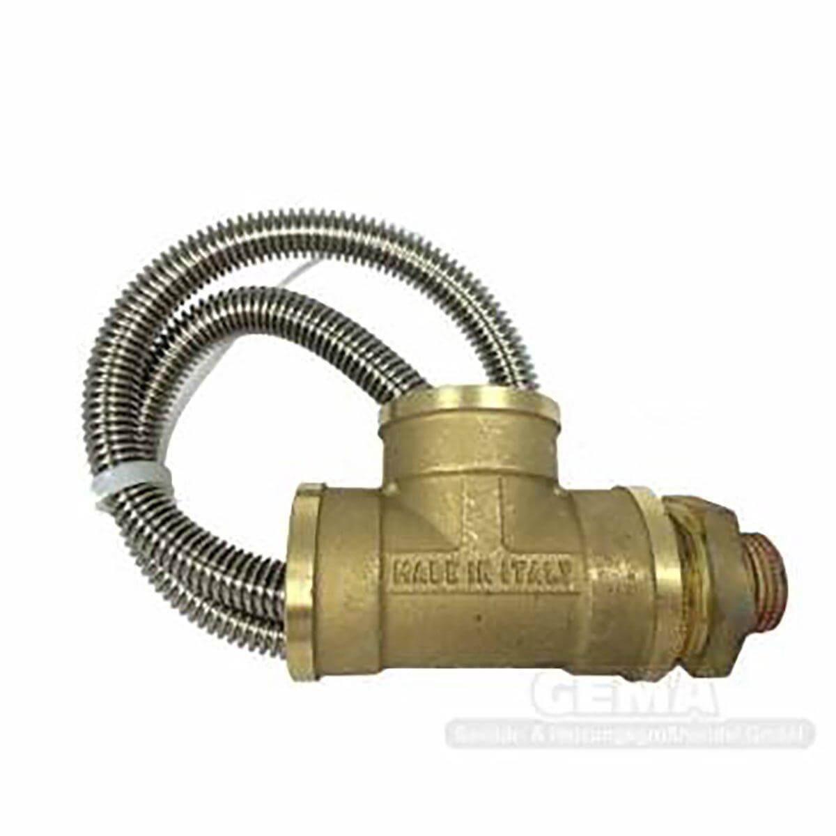 Brass T-Stück mit zwei flexiblen Metallrohren für Zirkulationslanze DN8