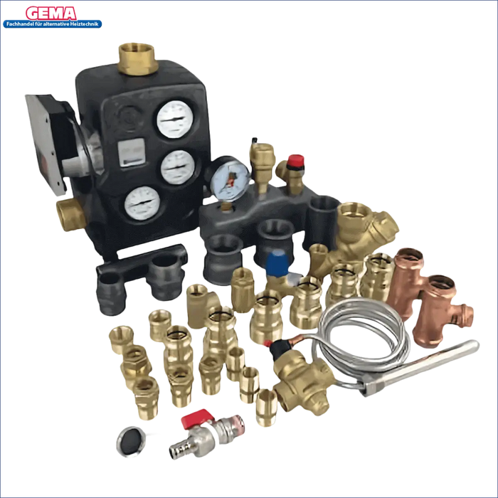 Plumbing and heating components des Anschlusspaket Defro Firewood in Produktpräsentation