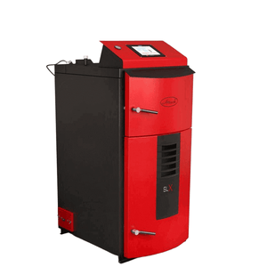 Roter und schwarzer Heizkessel im Produkt Holzvergaser Attack SLX Lambda Touch 30 kW