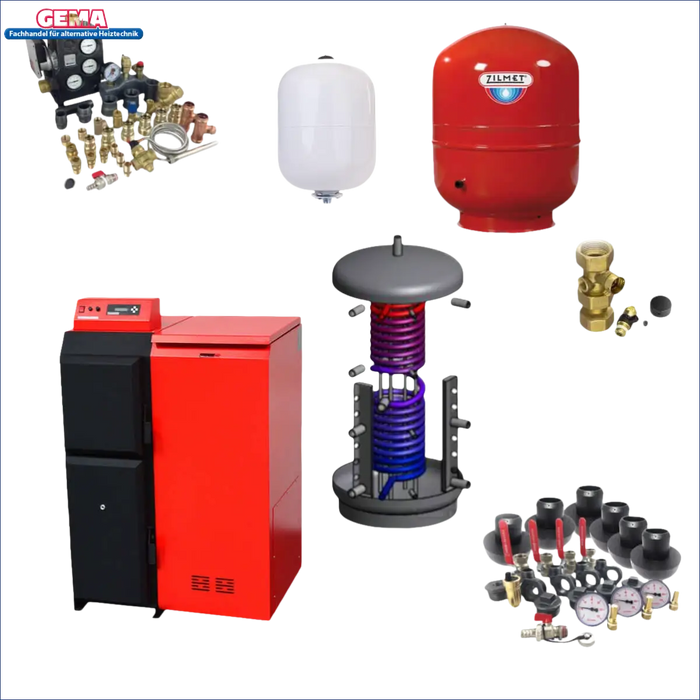 Heizungskomponenten des Thermoflux Pelling 25/230 mit Hygienespeicher und WT