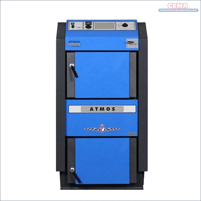 Atmos Holzvergaser Atmos GSE 40 kW Heizkessel in Blau und Grau für effiziente Wärme