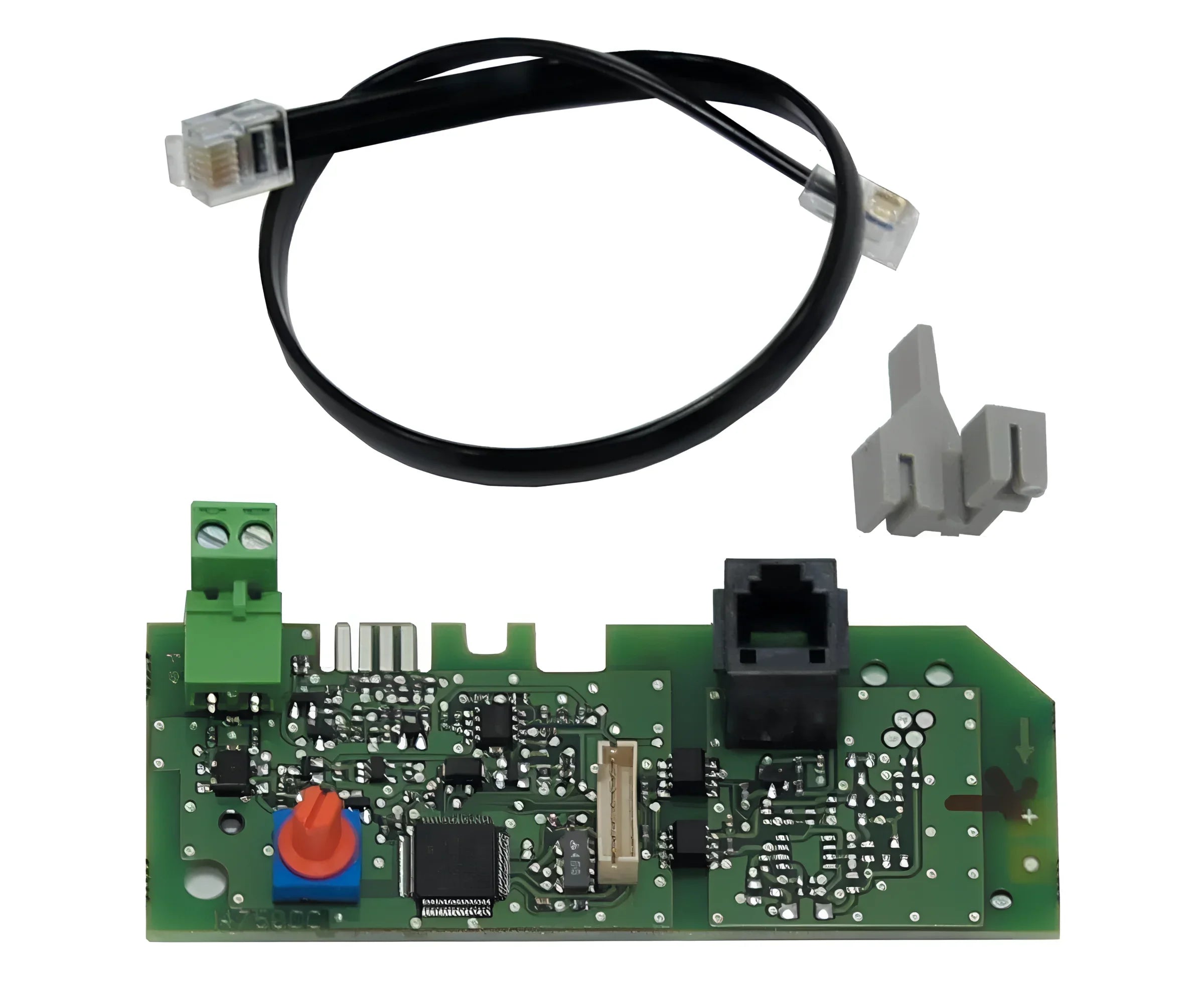 Elektronische Schaltung mit Komponenten und Anschlüssen, modulierender Buskoppler ebus verwendbar