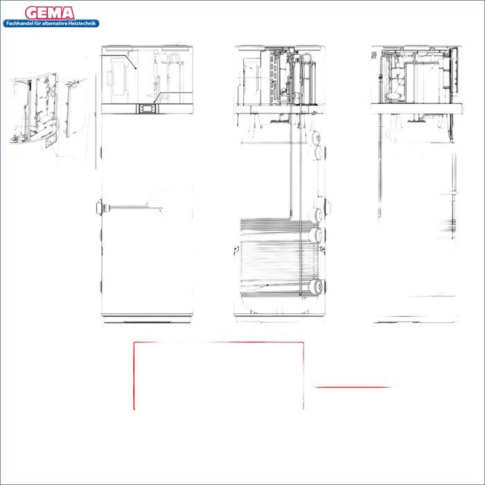 Technisches Diagramm der Daikin Altherma M HW 200 Warmwasser-Wärmepumpe