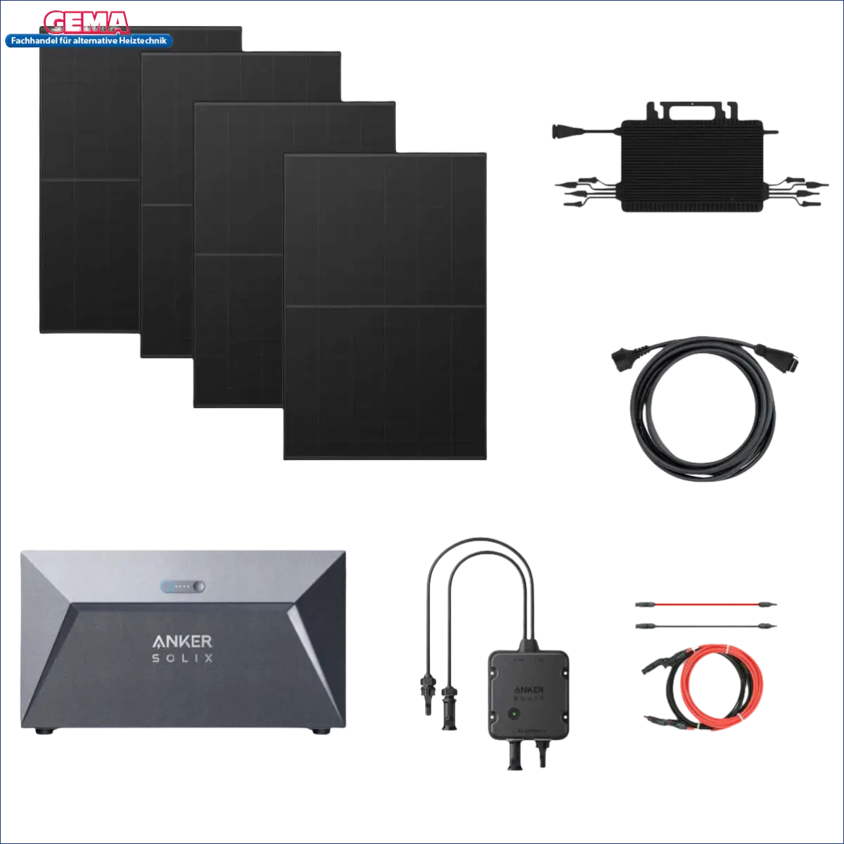 1780Wp Balkonkraftwerk mit 4 Solarmodulen, 1,6kW Speicher, Kabel und Zubehör 🛠️☀️
