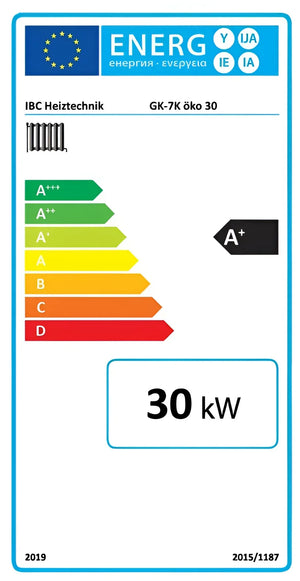 Energieeffizienzlabel für IBC Holzvergaserkessel GK-7k-öko: A+ 30 kW Heiztechnologie 🌍🔥