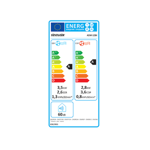 Energieeffizienzlabel für Sinclair ASM-12BI Monoblock Klimaanlage R32