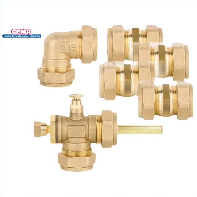 Brass plumbing fittings for Thermoflux 25/135 plus Solarpaket IV 11.95 m³