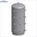Grauer zylindrischer Tank mit mehreren Anschlussöffnungen für Thermoflux Pelling 25/75