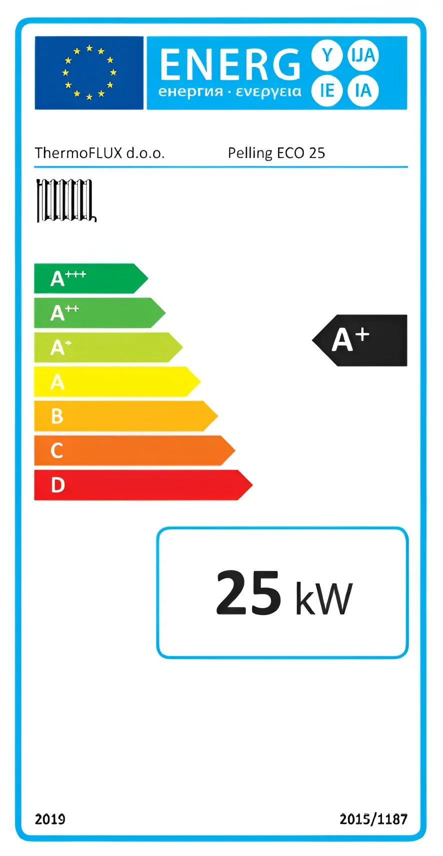 Energieeffizienzlabel für Thermoflux Pelling 25/75 Plus mit hygienisch-frischwasser-kombispeicher