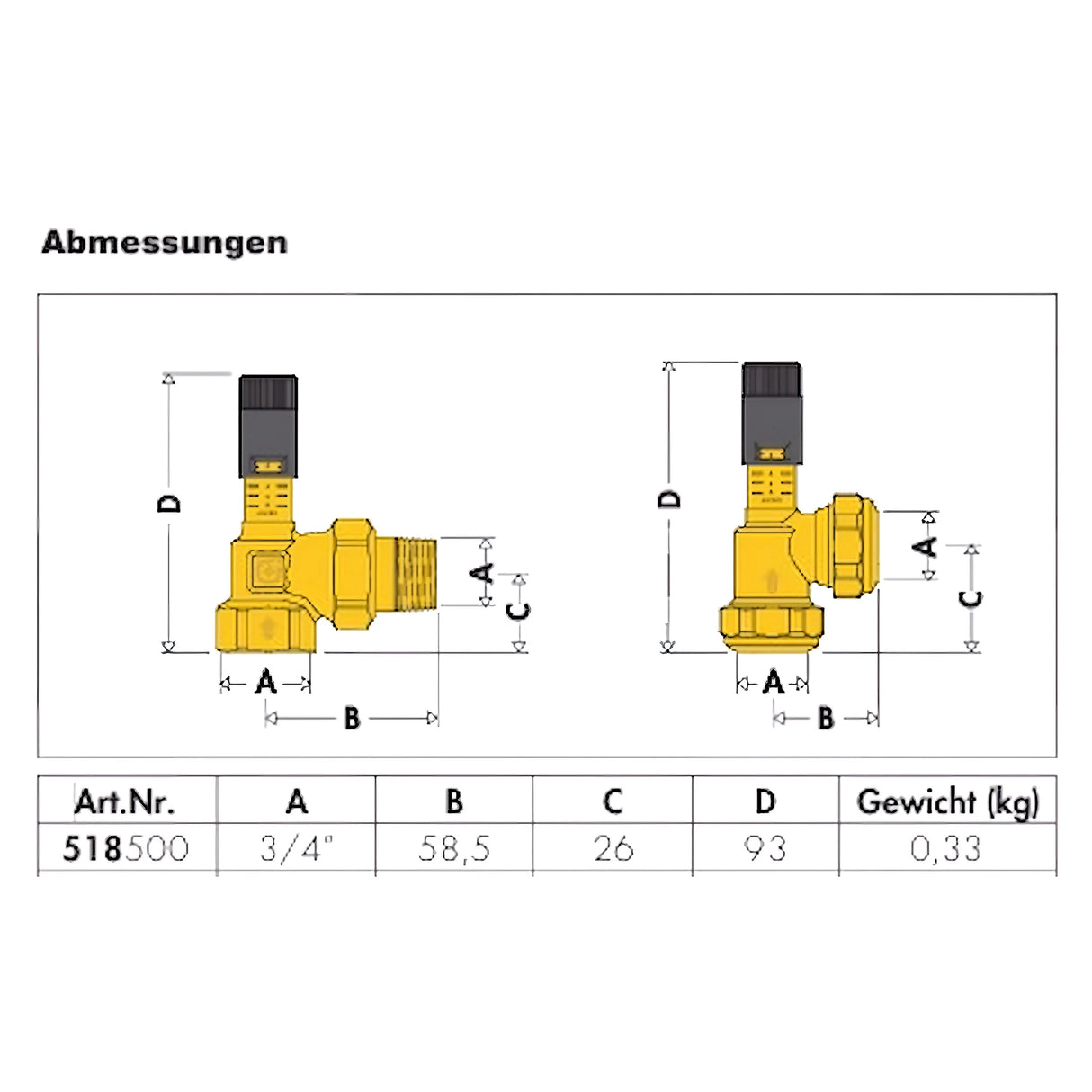 Nastavitelný pojistný ventil diferenčního tlaku se stupnicí stupňů