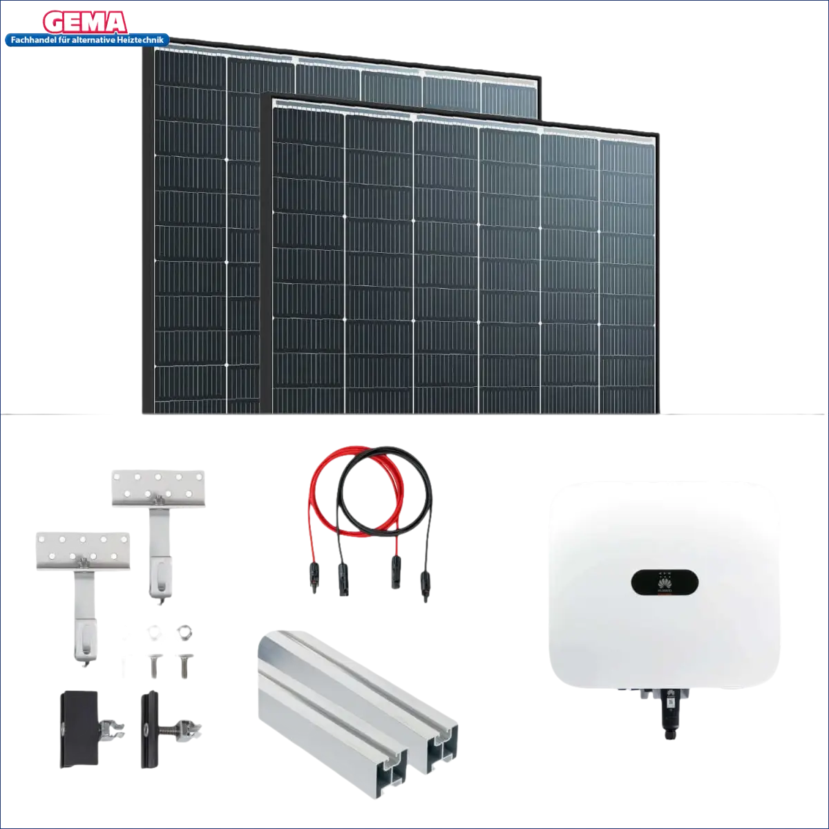 6 kWp PV-Anlage: Trina 440Wp Solarplatten ☀️, Huawei Hybrid Wechselrichter 🔋, Montagematerial und Kabel.