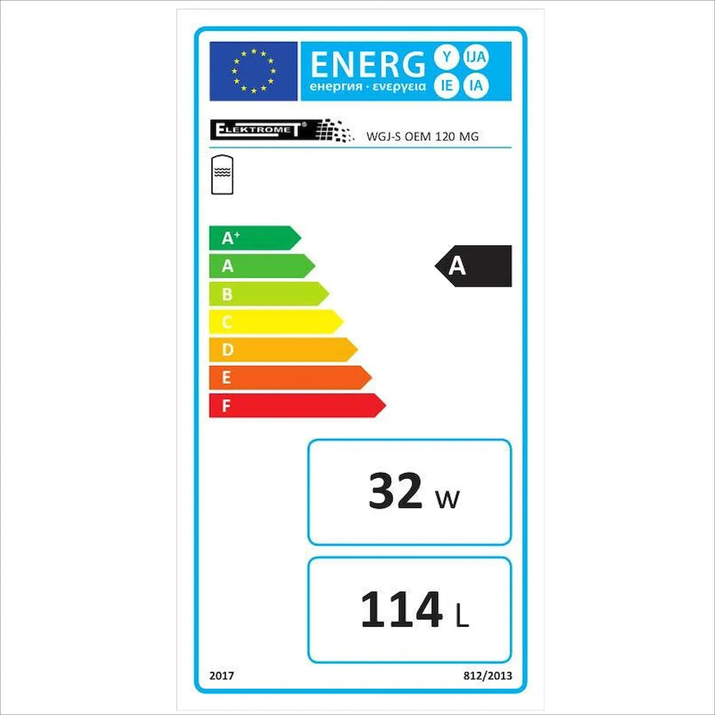 Energieeffizienzlabel für Gema Warmwasserspeicher mit Liter Wärmetauscher Oberfläche und Rücklauf Heizung