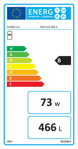 EU-Energielabel für Warmwasserspeicher Sunex Fish S15 mit Magnesiumanode, Effizienz B