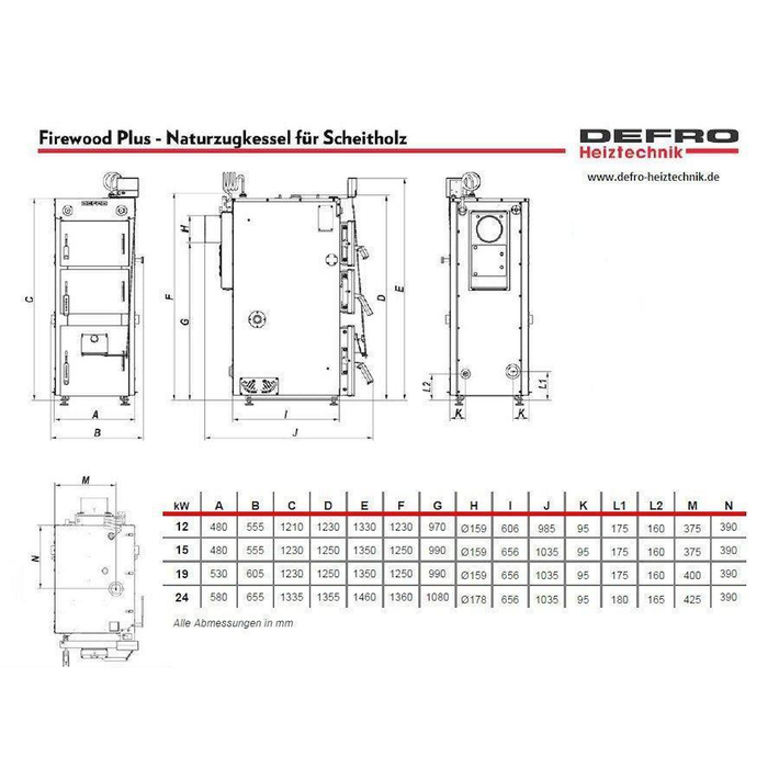 Defro Firewood 12 kW plus Hygienespeicher mit 2 WT