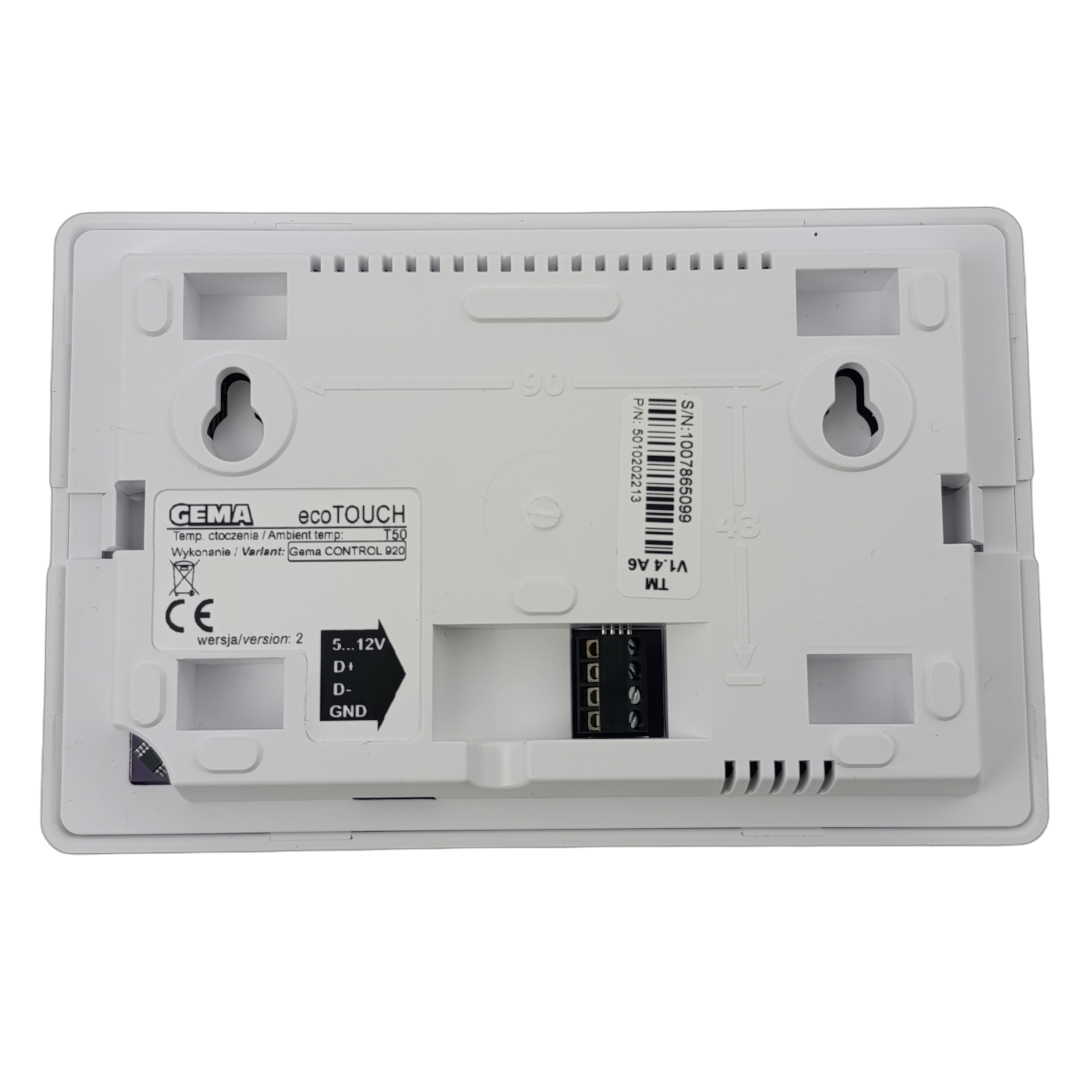 Weiße Gema ecoTouch Thermostat für Witterungsgeführte Regelung Gema Control 920 mit Internetmodul Econet Typ CT6