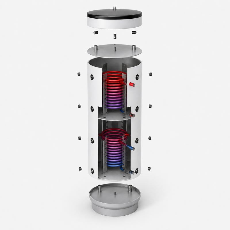 Schichten-Pufferspeicher Schönberg SPSRR 2000, 1.976 l, mit 2 Wärmetauschern