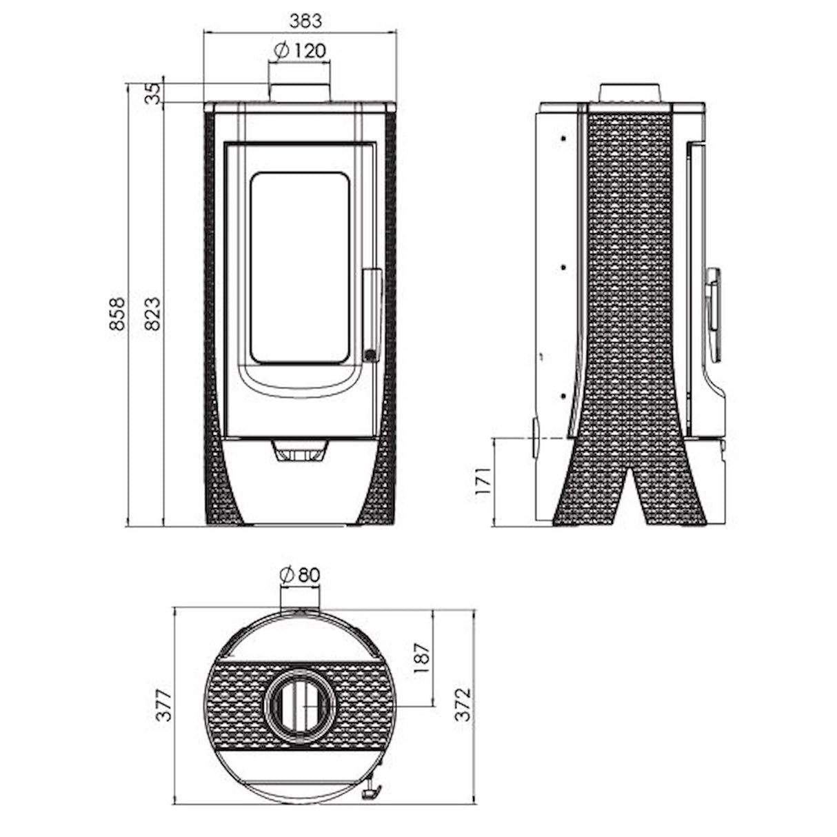 Designový litinový krb Plamen Tara – nezávislý na vzduchu v místnosti