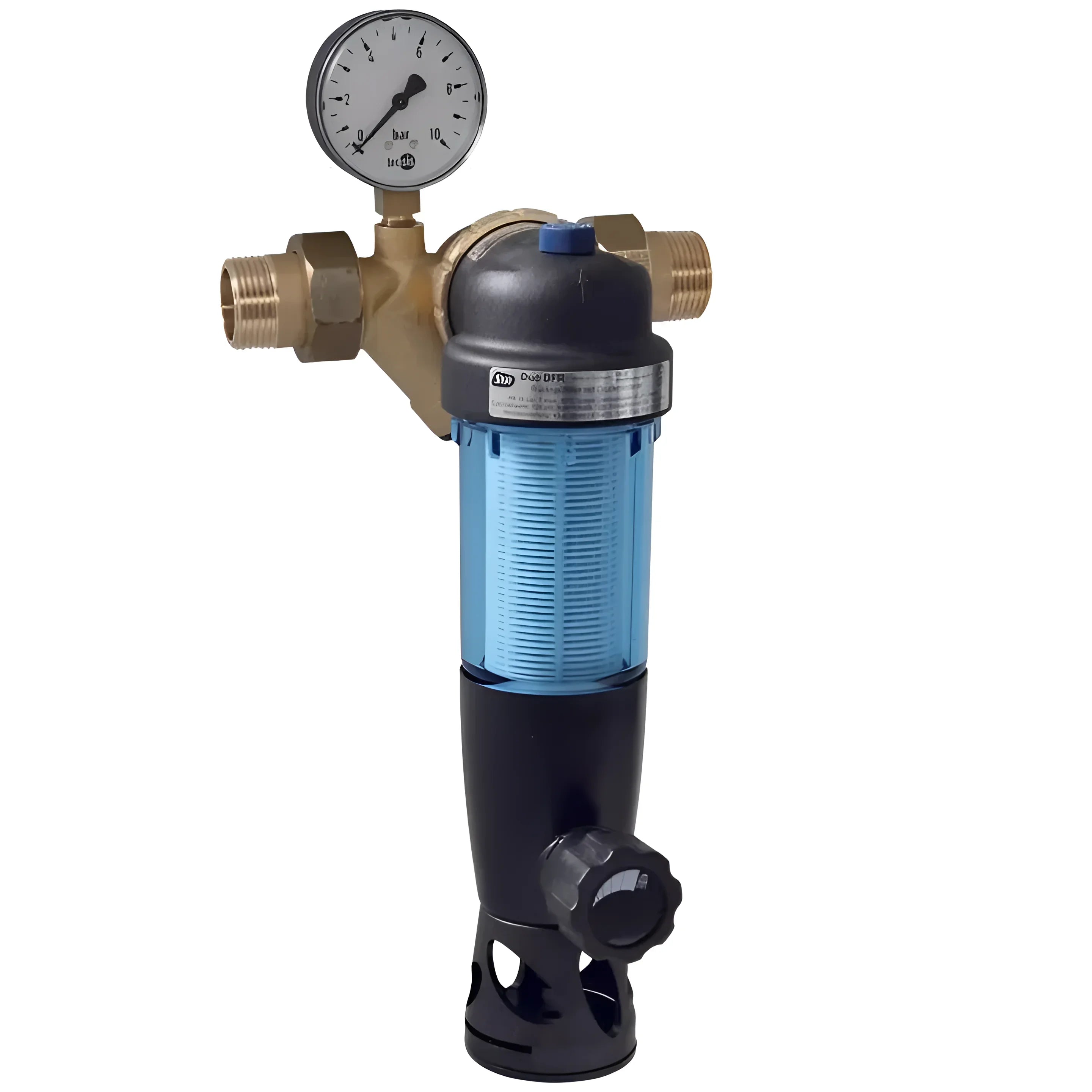 Wasserfilter mit Druckmesser und voll drehbarem Anschlussflansch, manuelle Rückspülfilter für das SYR-Filterprogramm