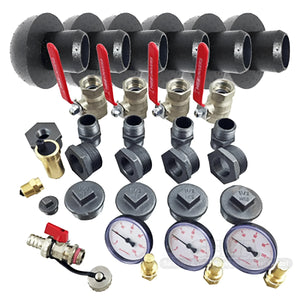 Vielseitiges Zubehörset mit Ventilen, Druckmessgeräten und Fittings für effiziente Heizsysteme 🔧💧