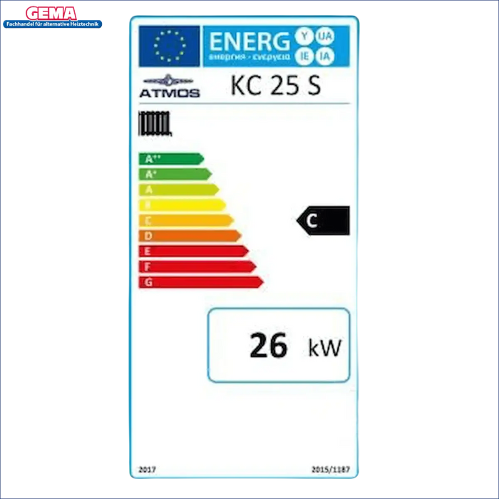 Energieeffizienzlabel für das Heizgerät Atmos KC25S Kohlekessel