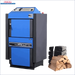Blaue und graue Holzofen mit Kessel und Brennstoff für Atmos KC25S Kohlekessel