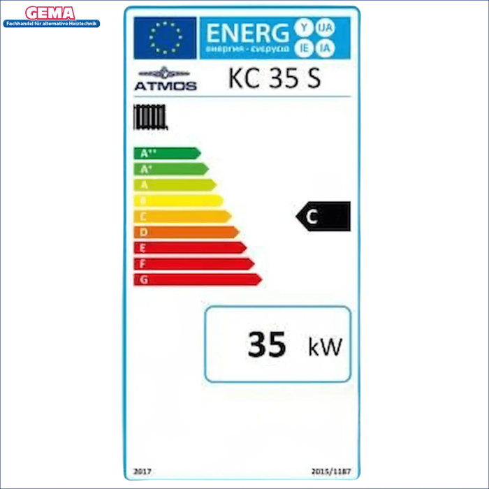 Energieeffizienz-Label für das Heizgerät Atmos KC35S Kohlekessel