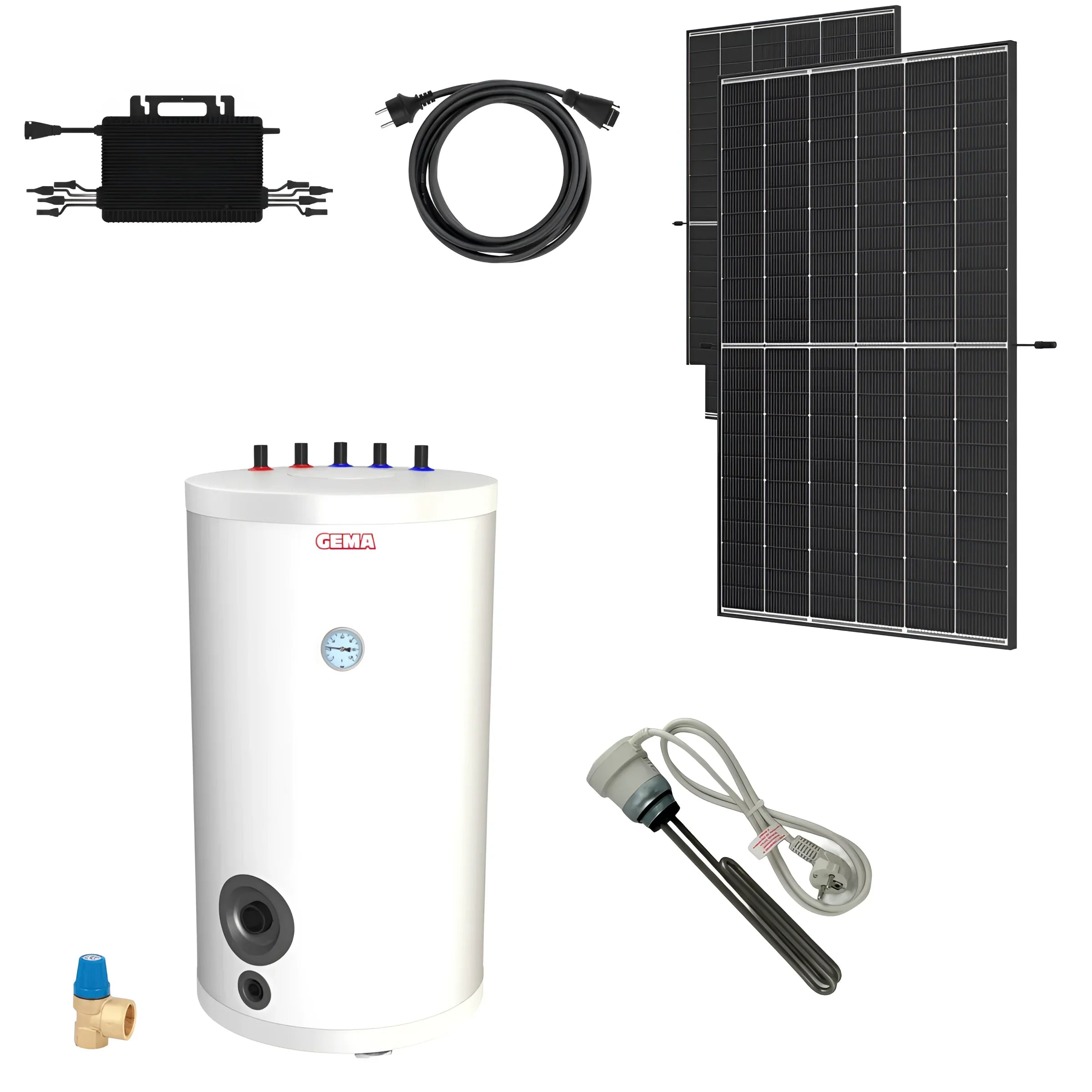 Warmwasser Heizstab ⚡ mit Photovoltaik-Paneelen, 100L Speicher, ideal für ☀️ Solarstrom Nutzung.