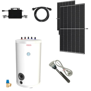 Warmwasser Heizstab ⚡ mit Photovoltaik-Paneelen, 100L Speicher, ideal für ☀️ Solarstrom Nutzung.