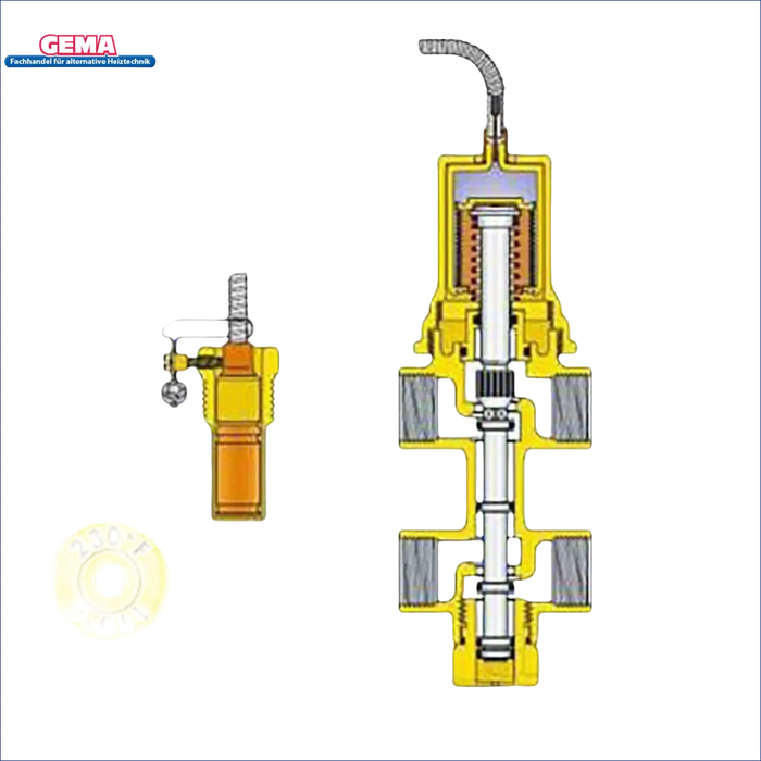 Labeled valve diagram for Caleffi doppelte thermische Ablaufsicherung ½ Zoll