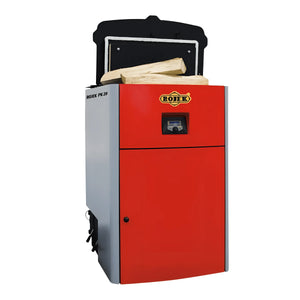 Rojek PK BIO Holzvergaser 🔥 für Brennholz und feste Brennstoffe, topmoderner Heizkessel in Rot und Grau