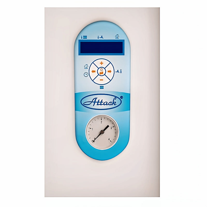 GEMA Shop ATTACK Electric Easy 8 Elektrokessel mit LCD-Display und Manometer in weißem, kompaktem Wandgehäuse