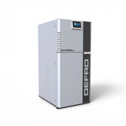 GEMA Shop Pelletkessel DEFRO Evopell 8 in Silber mit digitalem Display und moderner, kompakter Bauweise
