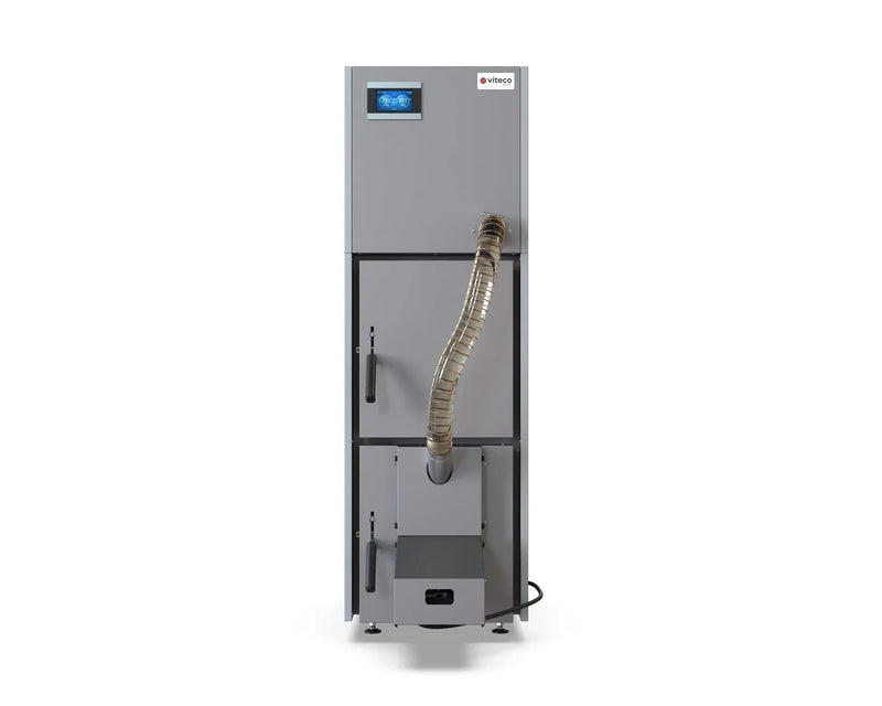 GEMA Shop DEFRO NEXTPELL 16 Pelletkessel in Grau mit digitalem Display und automatischem Pellet-Zuführsystem