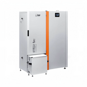 GEMA Shop HKS Lazar InterFire 11 Boiler automat pe peleți, în alb cu accente portocalii și ecran tactil