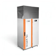 GEMA Shop HKS Lazar SmartFire Compact 15 Pelletkessel in Weiß und Orange mit 15 kW Leistung für Zentralheizungen