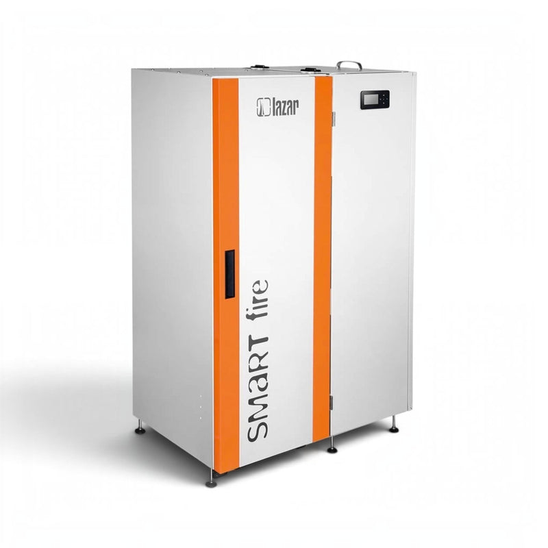 GEMA Shop HKS Lazar SmartFire Compact 11 Pelletkessel in Weiß und Orange für effiziente Zentralheizung