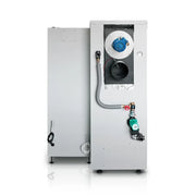 GEMA Shop HKS Lazar SmartFire 81 Pelletkessel Rückansicht mit Anschlüssen und Pumpe