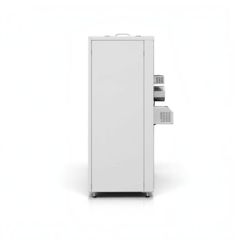 GEMA Shop HKS Lazar SmartFire SF11 Automatic Pelletkessel in weiss, Seitenansicht des Heizkessels