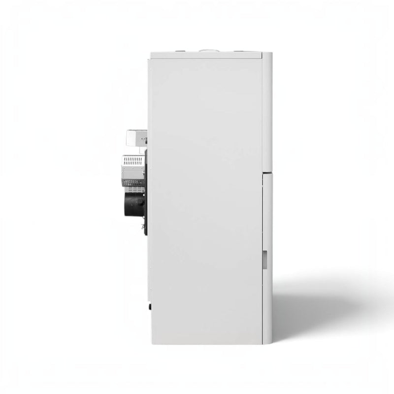 GEMA Shop HKS Lazar SmartFire SF22 Standard Pelletkessel in weiss, Seitenansicht des effizienten Heizkessels