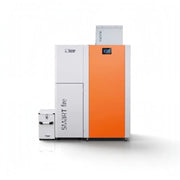 GEMA Shop HKS Lazar SmartFire SF11 Automatic Pelletkessel mit 11 kW, orange-weißer Front und Aschebehälter