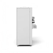 GEMA Shop HKS Lazar SmartFire SF15 Automatic Pelletkessel in Seitenansicht, weißes Metallgehäuse für Zentralheizung