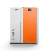 GEMA Shop HKS Lazar SmartFire SF22 Pelletkessel in Weiß und Orange mit digitalem Display für Zentralheizungen