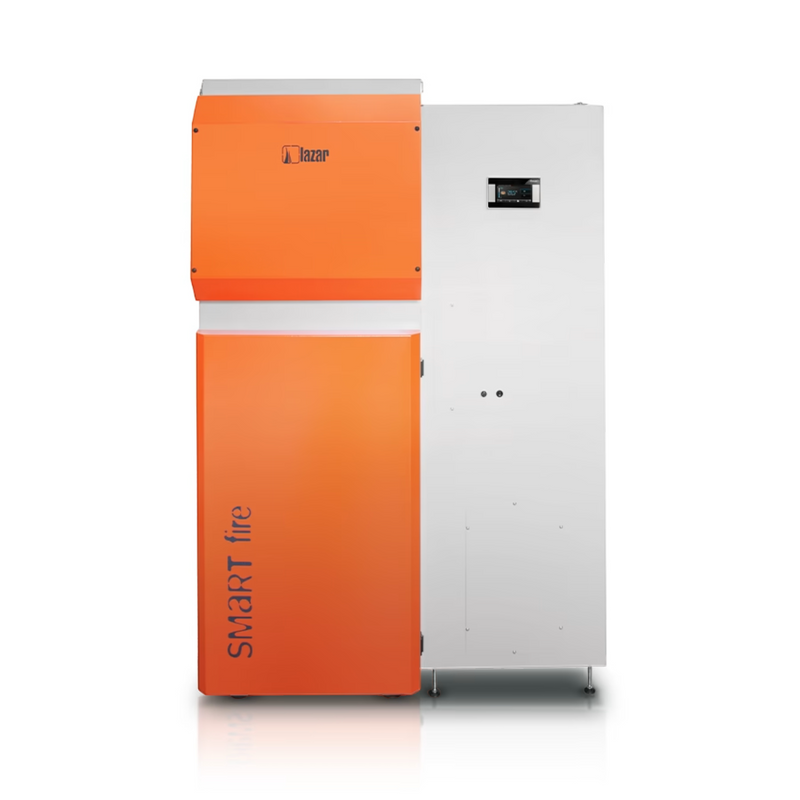 GEMA Shop HKS Lazar SmartFire 81 Caldeira Automática de Pellets em Laranja e Branco com Ecrã Digital