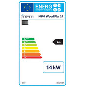 GEMA Shop Energieeffizienzlabel A+ für den MPM Wood Plus 14 Holzvergaserkessel mit 14 kW Leistung