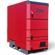 GEMA Shop MPM Wood Plus 6 kW Holzvergaserkessel in Rot mit robuster Stahlkonstruktion für Scheitholz