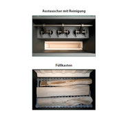 GEMA Shop ROJEK PK BIO 25 Holzvergaserkessel mit Blick in den Füllraum und auf die Reinigungsmechanik des Austauschers