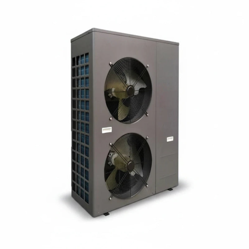 GEMA Shop TITAN-THERM TERMA 18 kW Luft-vatten värmepump i grå med två stora fläktar för effektiv uppvärmning.