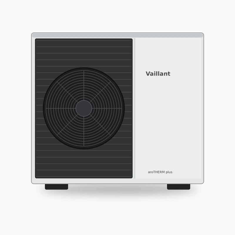 GEMA Shop Vaillant aroTHERM plus VWL 75/6 A S2 Luft/Wasser-Wärmepumpe in Weiß mit schwarzem Lüftergitter