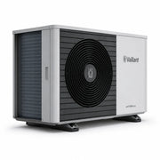 GEMA Shop Vaillant aroTHERM plus VWL 35/6 A S2 Luft/Wasser-Wärmepumpe in modernem, weißem Design mit schwarzem Lüfter